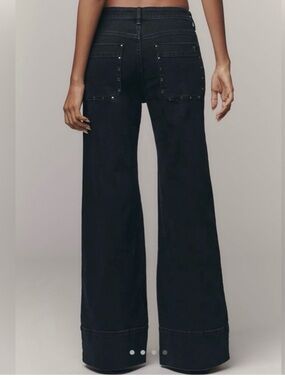Wide Leg High-Rise Jeans in Black by pilcro